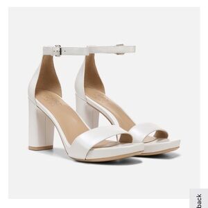White Leather Sandal Heel